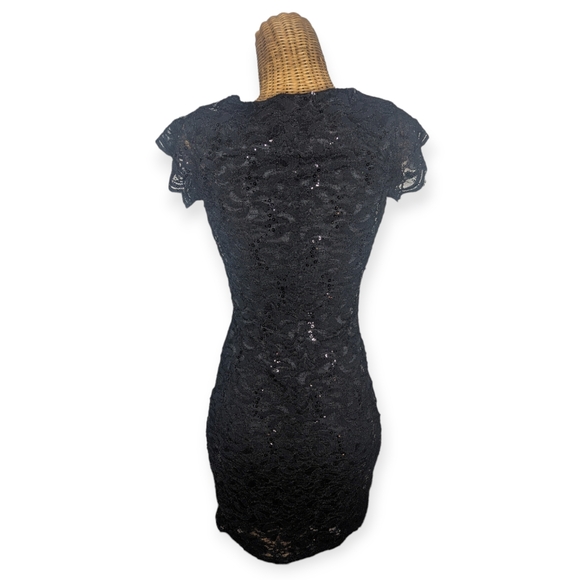 Lacey little black dress embedded w/single sequins throughout fabric - Small - Picture 6 of 6